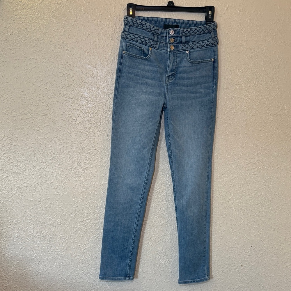 White House black market High -Rise Braided-Waist Blue Women’s Jeans